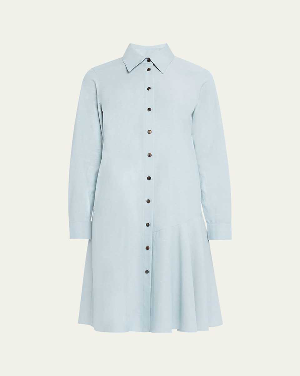 Flounce Cotton Shirtdress
